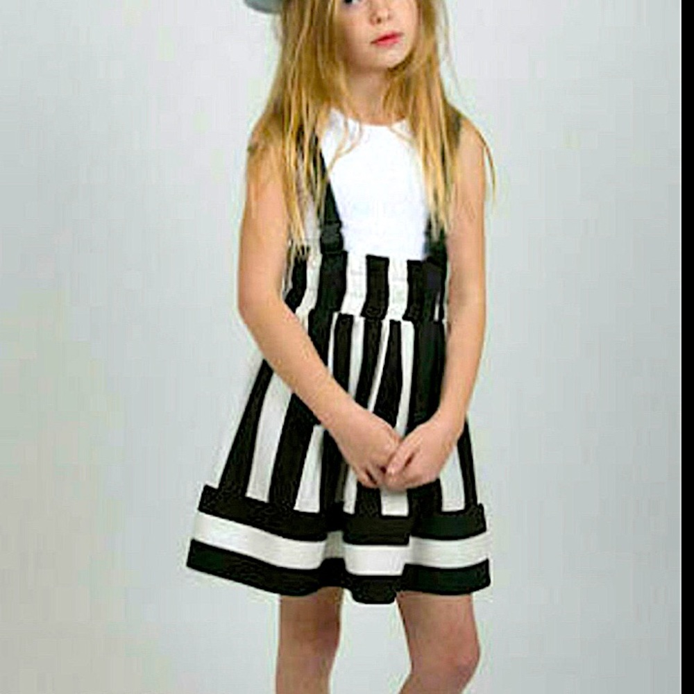 Carbon Soldier Linen Blend Stripe Suspender Dress